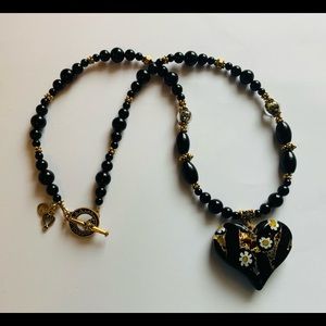 Black Onyx Necklace with Heart Pendant